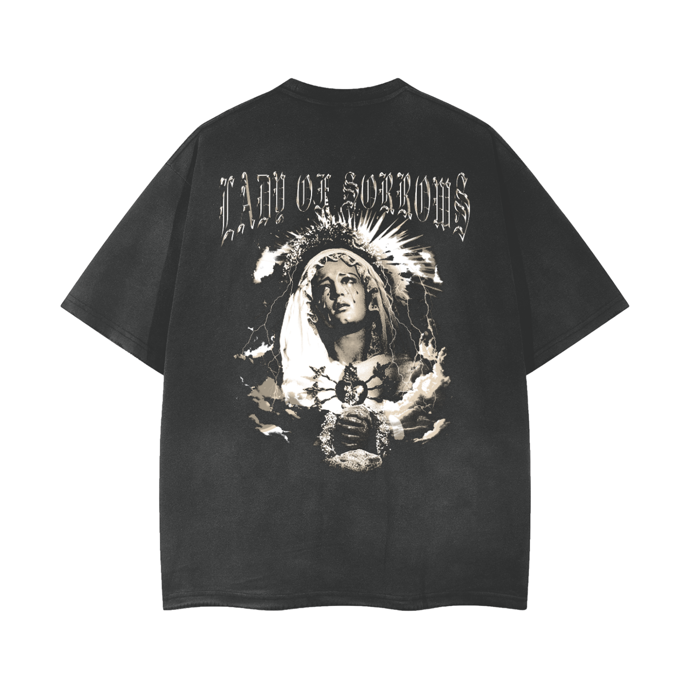 "Lady of Sorrows" Vintage Wash Frayed T-Shirt