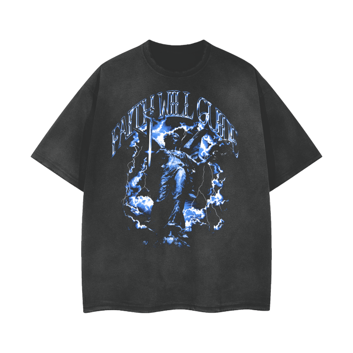 "Faith Will Guide" Vintage Wash Frayed T-Shirt
