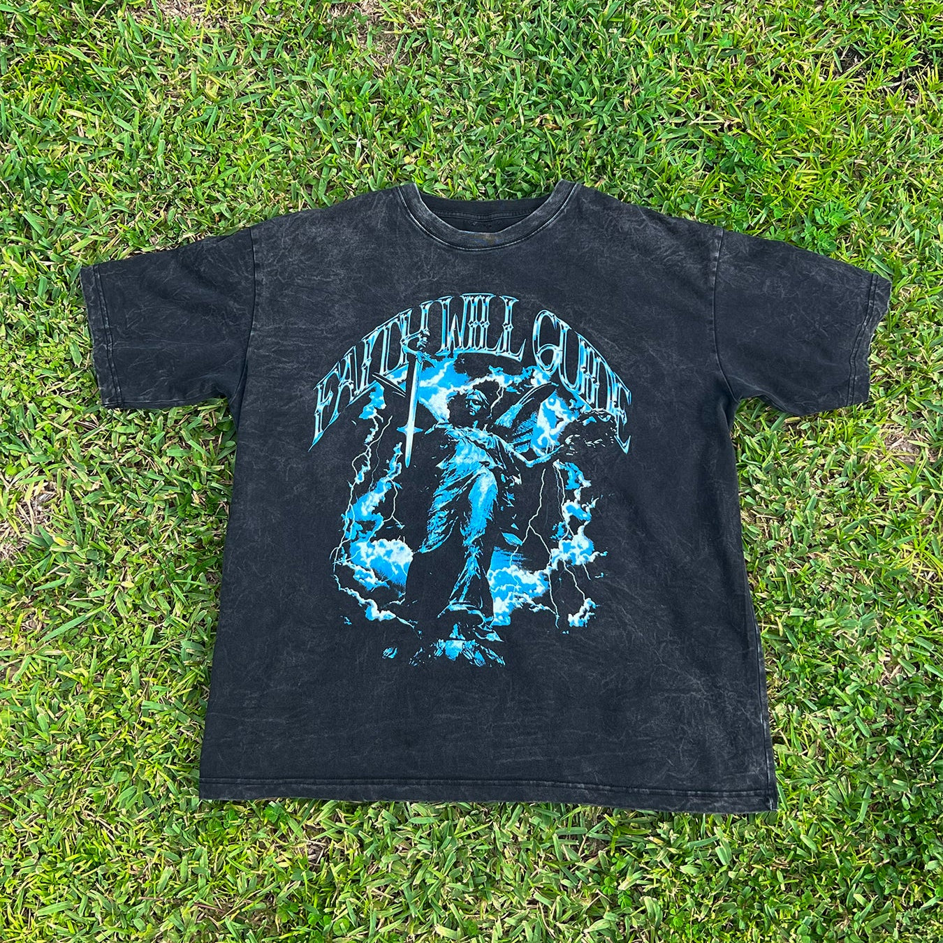 "Faith Will Guide" Vintage Wash Frayed T-Shirt