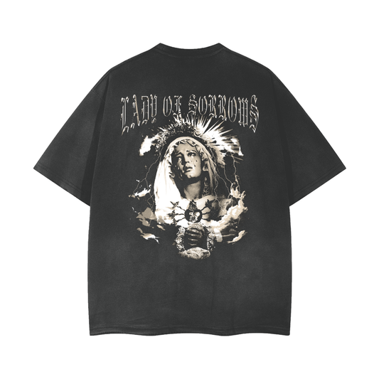 "Lady of Sorrows" Vintage Wash Frayed T-Shirt